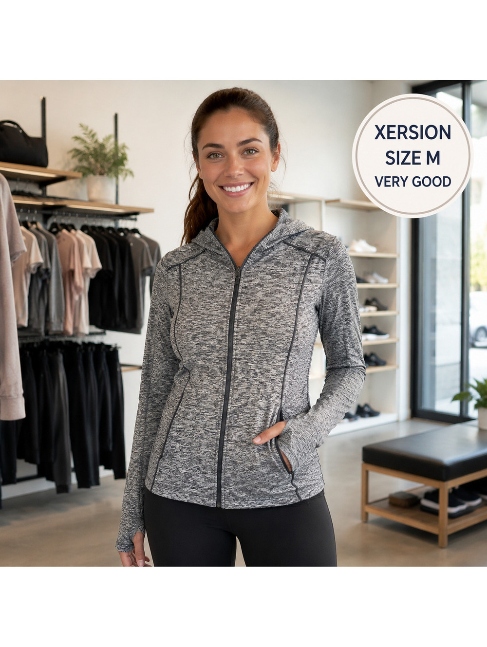 Xersion | Sz M | Gray Heather Full-Zip Athletic Hoodie